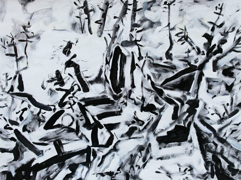 Burned Forest - Landscapes | acrylic on paper | 20&quot;x30&quot; by Chris Harris, artist on Pender Island