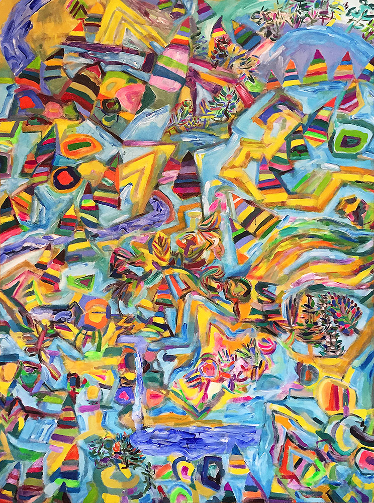 Hoodos in Winter - Landscapes | acrylic on canvas | 5&#039;x6.5&#039; by Chris Harris, artist on Pender Island