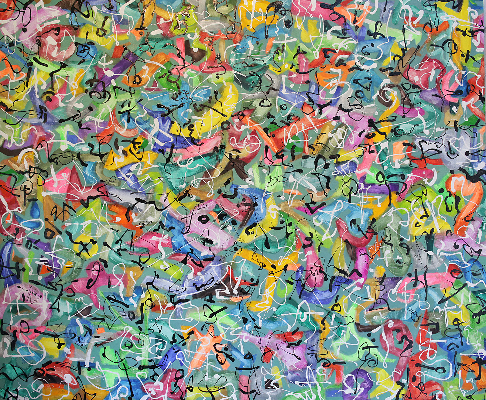 Metis Cross Poem #2 - Metis Poems | acrylic on canvas | 60&quot;x76&quot; by Chris Harris, artist on Pender Island