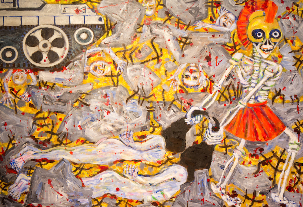 Democracy at Abu Ghraib - War | acrylic on canvas |  5'x7' by Chris Harris, artist on Pender Island