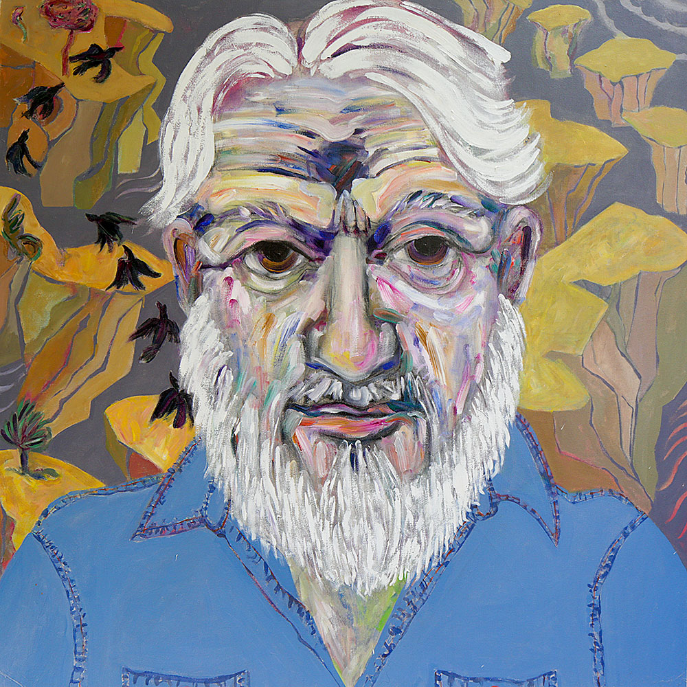 Bob - Portraits | acrylic on canvas | 60&quot;x60&quot; by Chris Harris, artist on Pender Island