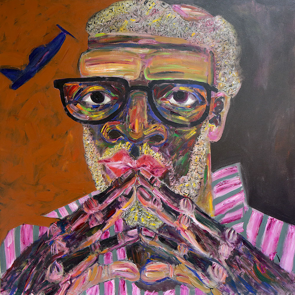 Jim - Portraits | acrylic on canvas | 60&quot;x60&quot; by Chris Harris, artist on Pender Island