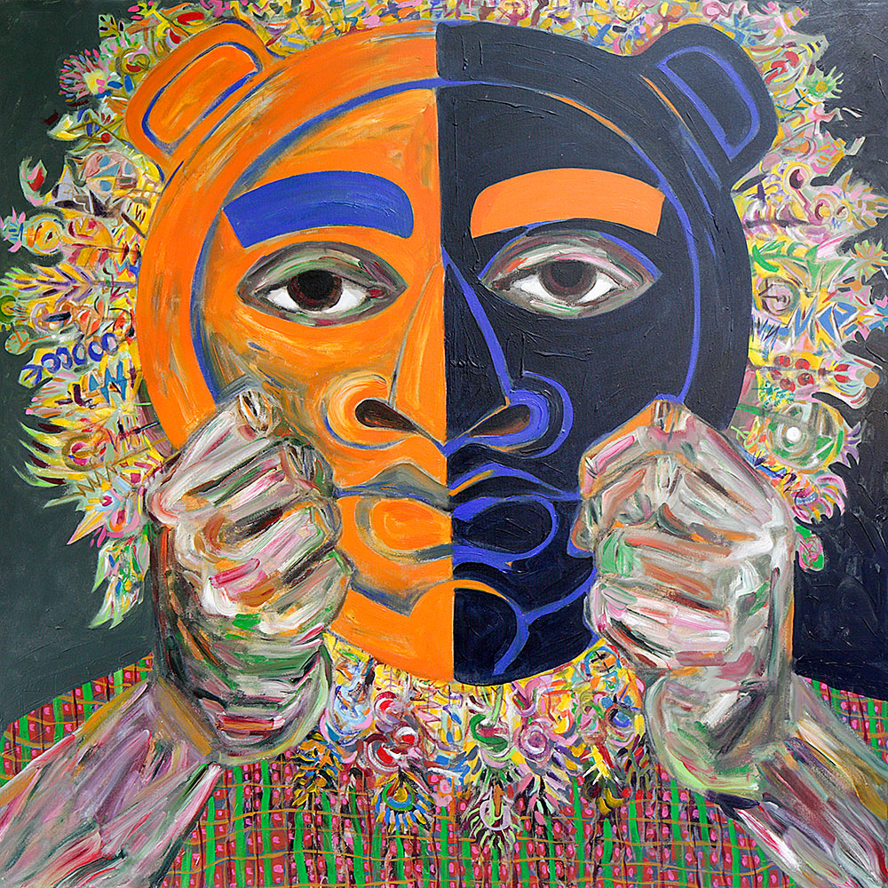Rick - Portraits | acrylic on canvas | 60&quot;x60&quot; by Chris Harris, artist on Pender Island