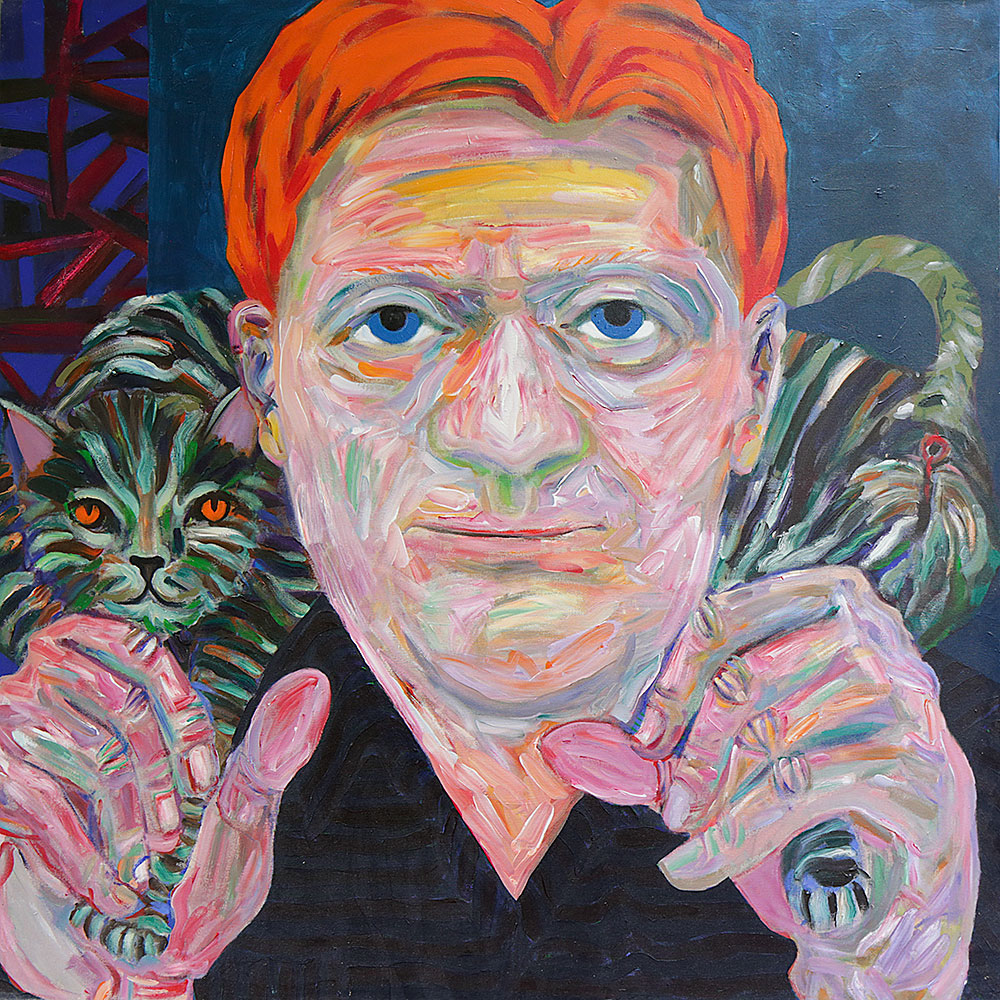 Sam - Portraits | acrylic on canvas | 60&quot;x60&quot; by Chris Harris, artist on Pender Island