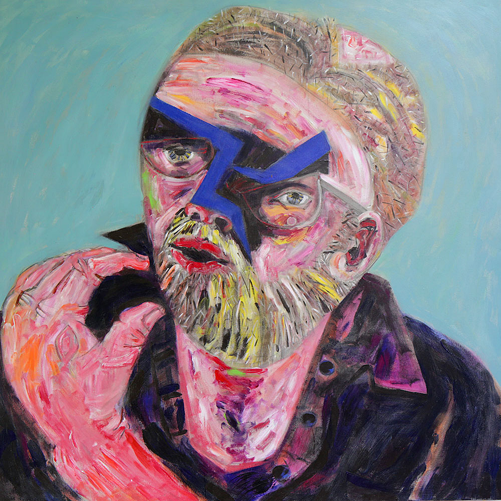 The Blue Bird - Portraits | acrylic on canvas | 60&quot;x60&quot; by Chris Harris, artist on Pender Island