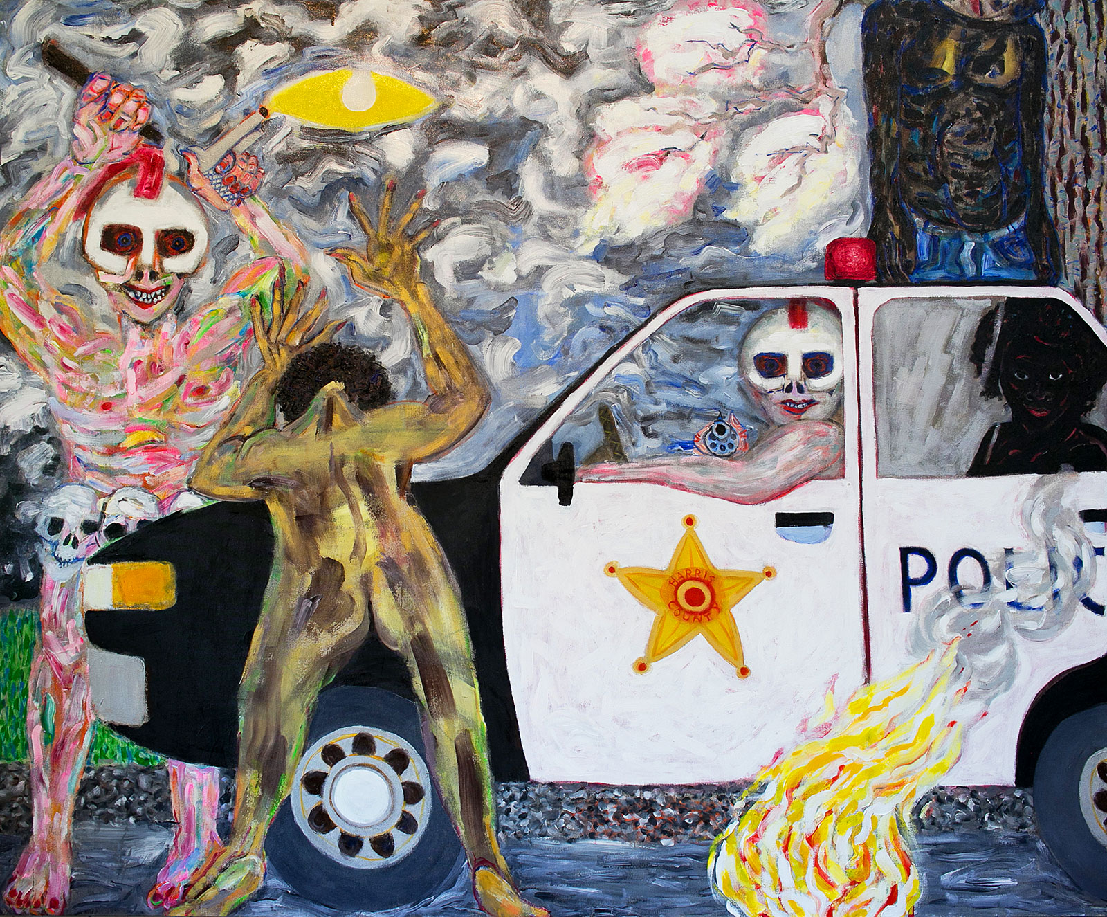 Birth of Democracy - War | acrylic on canvas | 84&quot;x96&quot; by Chris Harris, artist on Pender Island