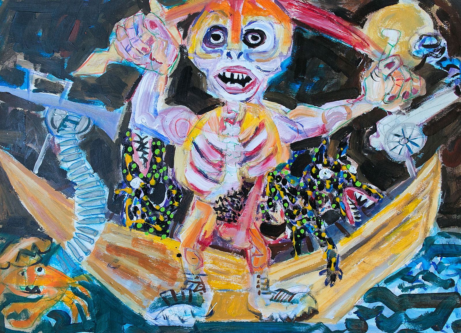 Democracy Leaves | War Series | Acrylic on paper by Chris Harris, artist on Pender Island