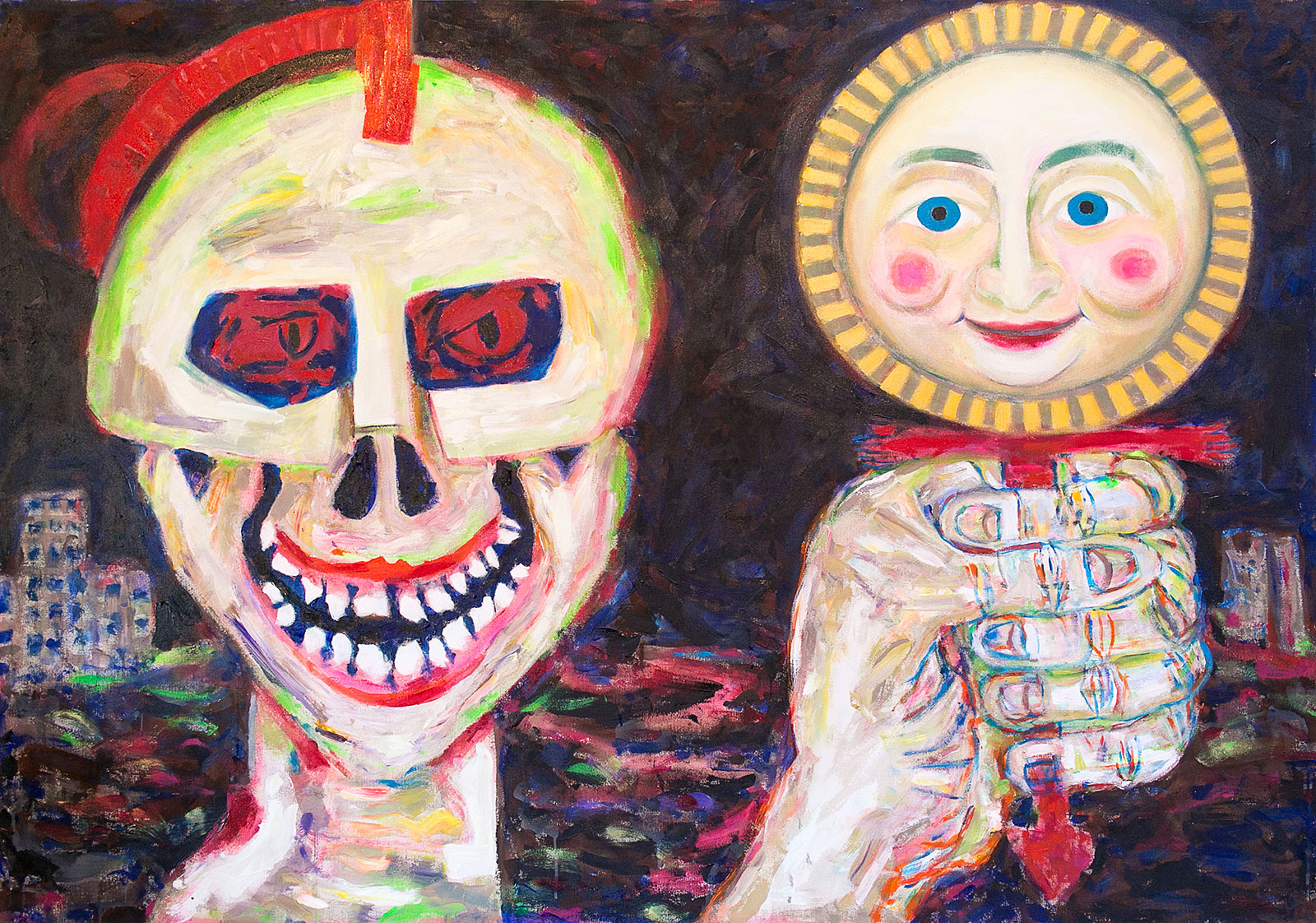Democracy Looks At Itself - War | acrylic on canvas | 60&quot;x84&quot; by Chris Harris, artist on Pender Island
