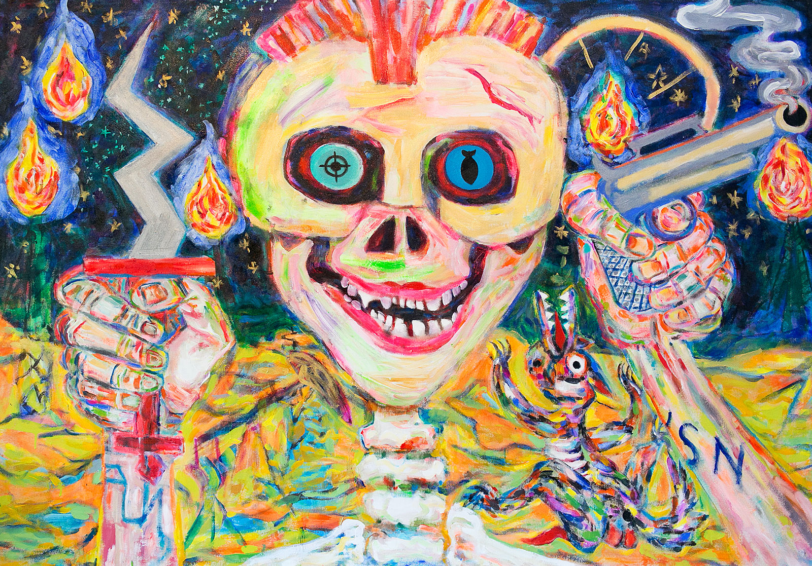Democracy Votes - War | acrylic on canvas | 5&#039;x7&#039; by Chris Harris, artist on Pender Island