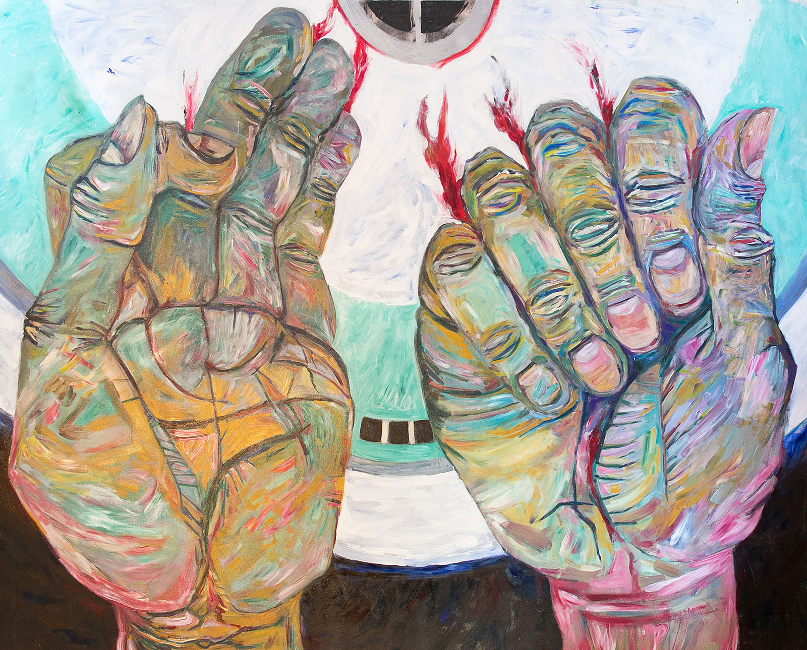 Democracy Washes its Hands - War | acrylic on canvas | 84&quot;x104&quot; by Chris Harris, artist on Pender Island