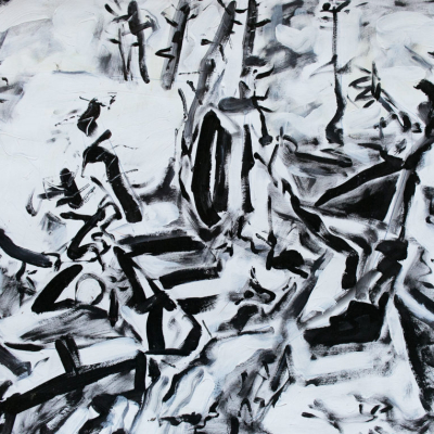 Burned Forest - Landscapes | acrylic on paper | 20&quot;x30&quot; by Chris Harris, artist on Pender Island