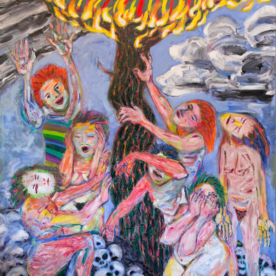 Burying My Mother in the Sky - Landscapes | acrylic on canvas | 6&#039;x7&#039; by Chris Harris, artist on Pender Island