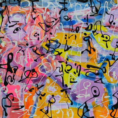 Metis Landscape Poem #4 - Metis Poems | acrylic on paper | 30&quot;x22&quot; by Chris Harris, artist on Pender Island