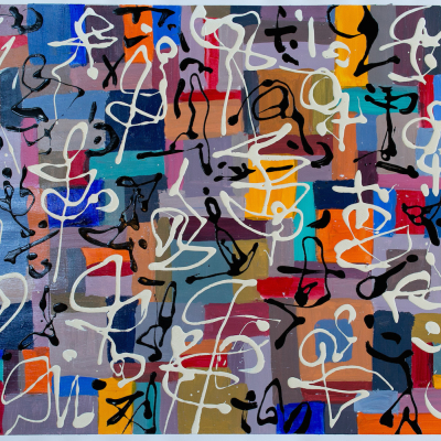 Metis Poem #20 - Metis Poems | acrylic on paper | 30&quot;x22&quot; by Chris Harris, artist on Pender Island