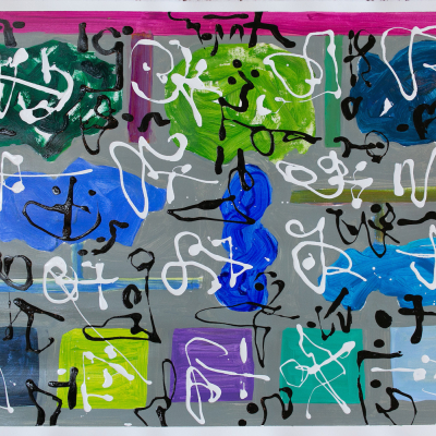 Metis Poem #14 - Metis Poems | acrylic on paper | 30&quot;x22&quot; by Chris Harris, artist on Pender Island