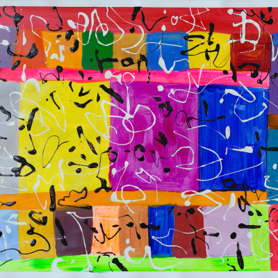 Metis Poem #81 - Metis Poems | acrylic on paper | 30&quot;x22&quot; by Chris Harris, artist on Pender Island