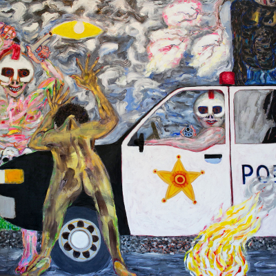 Birth of Democracy - War | acrylic on canvas | 84&quot;x96&quot; by Chris Harris, artist on Pender Island