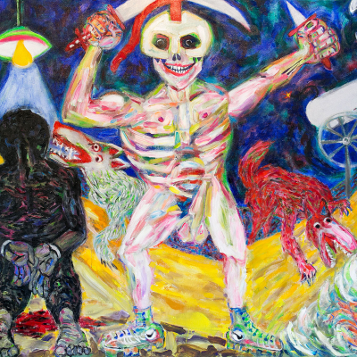 Democracy Spreads - War | acrylic on canvas | 72&quot;x84&quot; by Chris Harris, artist on Pender Island