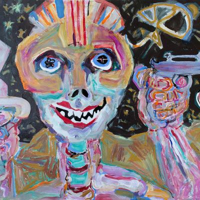 Democracy Votes 2 - War | acrylic on paper | 22&quot;x30&quot; by Chris Harris, artist on Pender Island