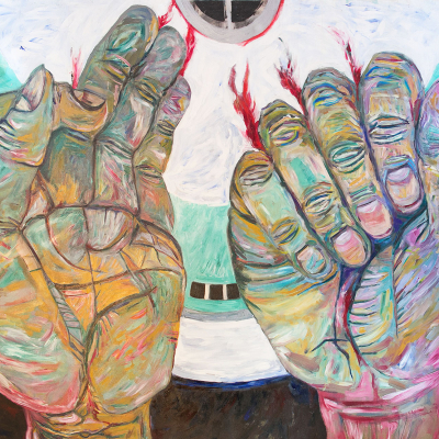 Democracy Washes its Hands - War | acrylic on canvas | 84&quot;x104&quot; by Chris Harris, artist on Pender Island